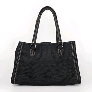 Vtg 90s The Sak Black Purse Woven Crochet Dbl Top Handle Tote Bag Summer Classic